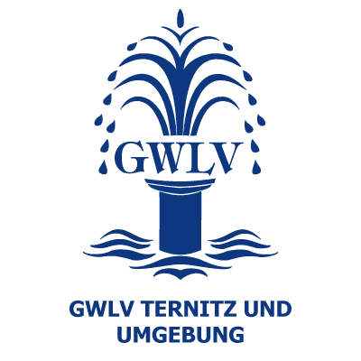 Logo der GWLV Ternitz und Umgebung mit einem stilisierten Springbrunnen und Wellen in Blau.