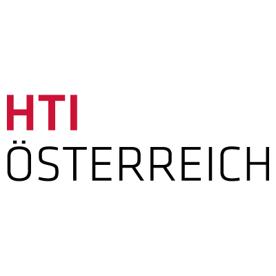 Logo von HTI Österreich, mit rotem „HTI“ und schwarzem „Österreich“ darunter. Modernes, minimalistisches Design.
