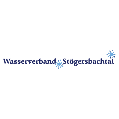 Logo des Wasserverbands Steigerbachtal, in blauer Schrift mit Schneeflocken-Symbolen.