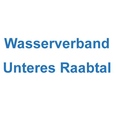 Logo des Wasserverbands Unteres Raabtal in blauer Schrift auf hellem Hintergrund.